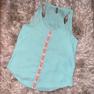 Mint green w/ center stripe blouse